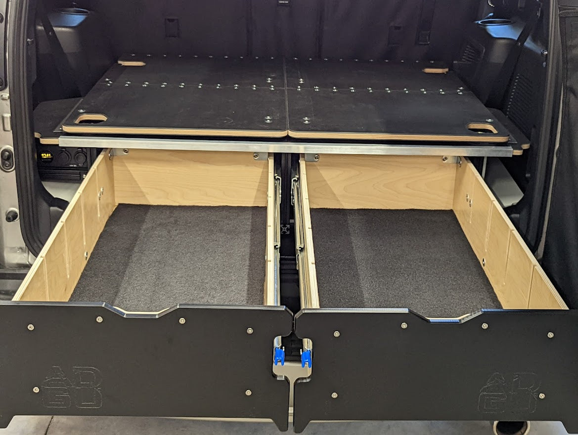 GX460 drawer system with sleeping platform for vehicle organization